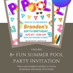 FREE Fun Splashing Pool Party Invitation Template