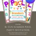 Free and Editable Fun Splashing Pool Party Invitation Templates Made in Canva. Customize Online for free