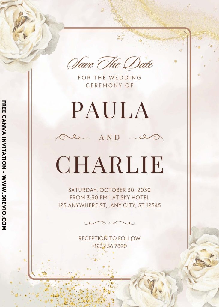 printable anemone and peony wedding invite design canva