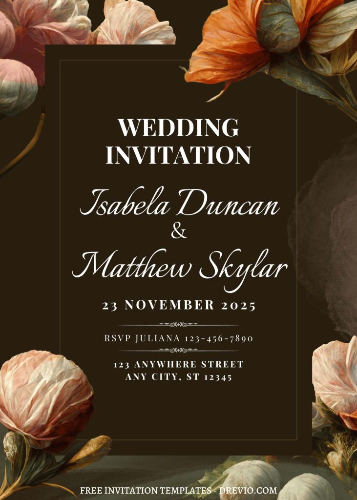 romantic aesthetic floral wedding invitation template download