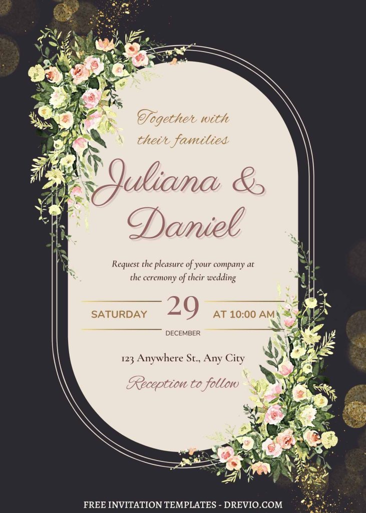 romantic whispered garden floral wedding invitation canva free