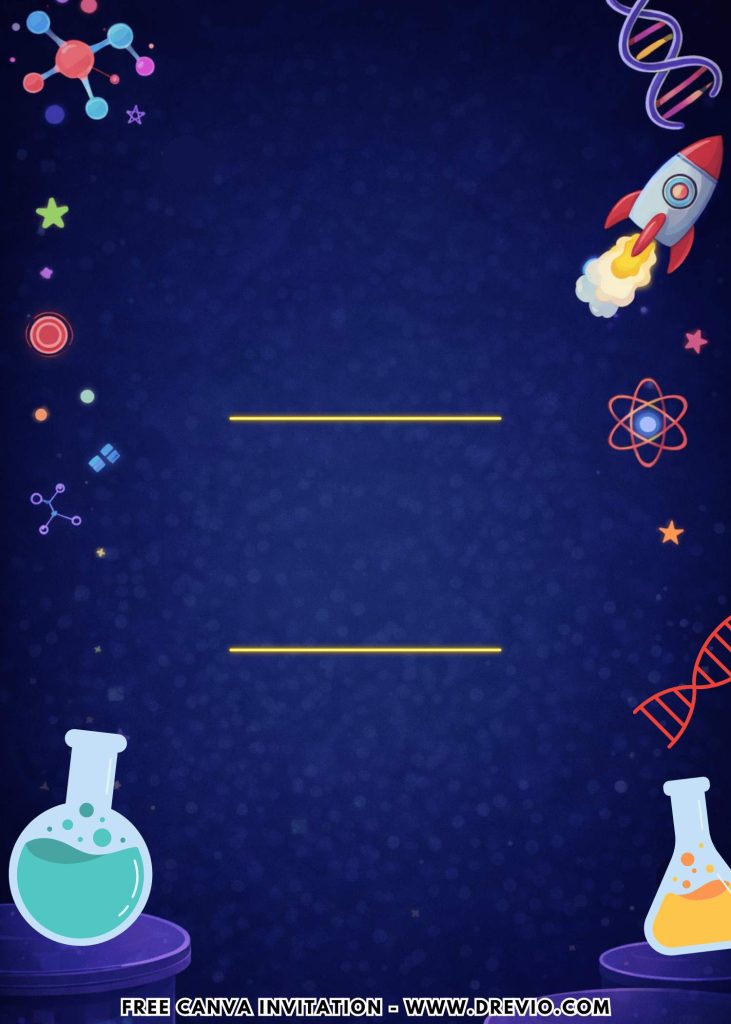 Free and Editable Awesome Mad Science Lab Invitation Templates Made in Canva. Customize Online for free