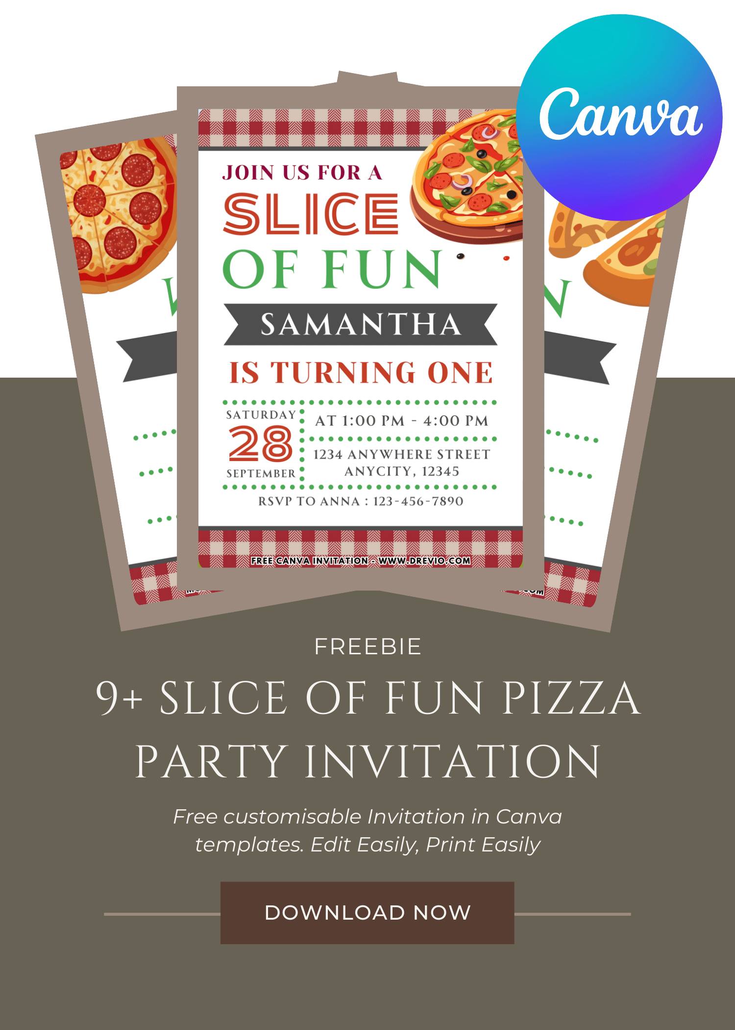 FREE Slice Of Fun Pizza Invitation Template