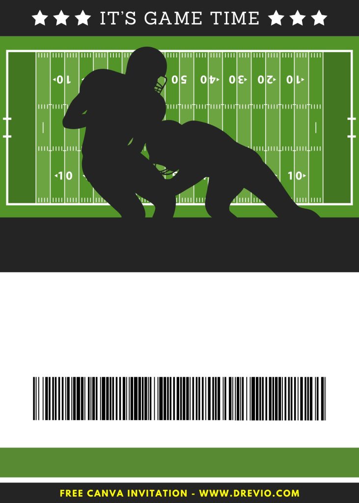 Free and Editable Super Bowl NFL Player Ticket Style Invitation Templates Made in Canva. Customize Online for free