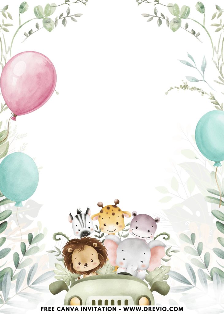 Free and Editable Wild One Party Animal 1st Birthday Invitation Templates Made in Canva. Customize Online for free