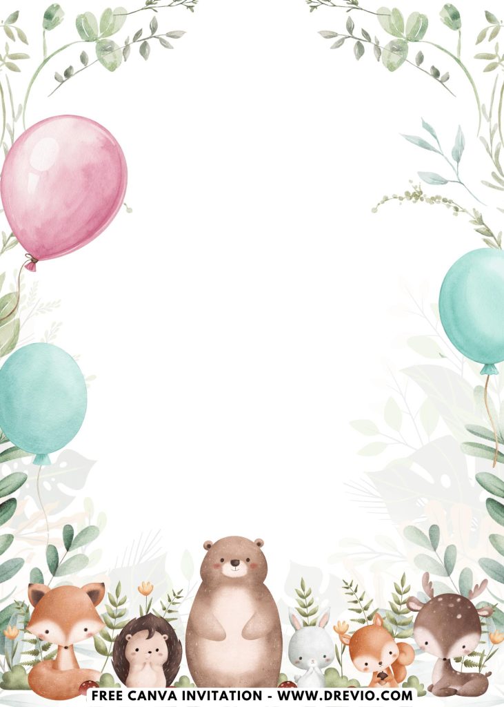 Free and Editable Watercolor Wild One Greenery 1st Birthday Invitation Templates Made in Canva. Customize Online for free
