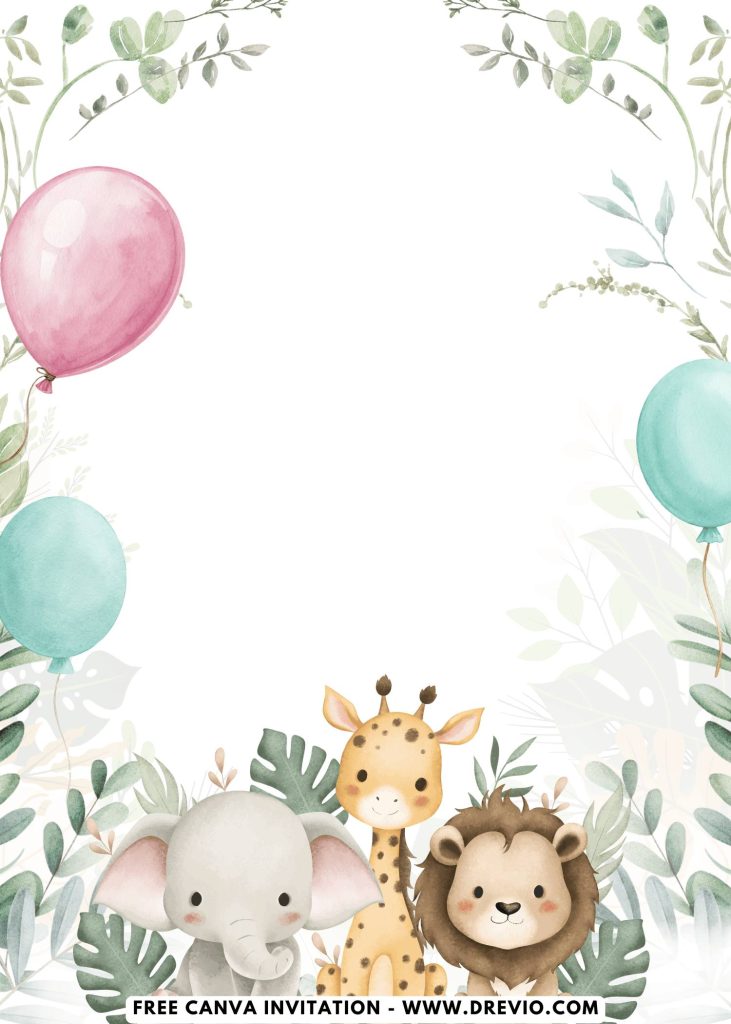 Free and Editable Wild One Safari Animal Birthday Invitation Templates Made in Canva. Customize Online for free