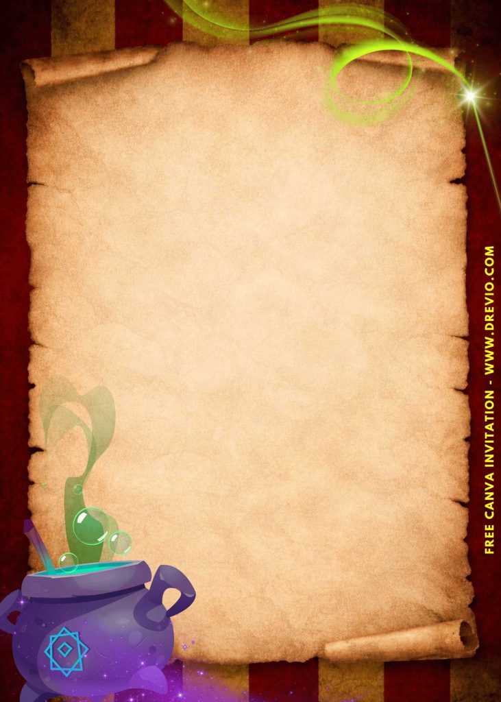 Free and Editable Awesome Magical Wizard School Party Invitation Templates Made in Canva. Customize Online for free