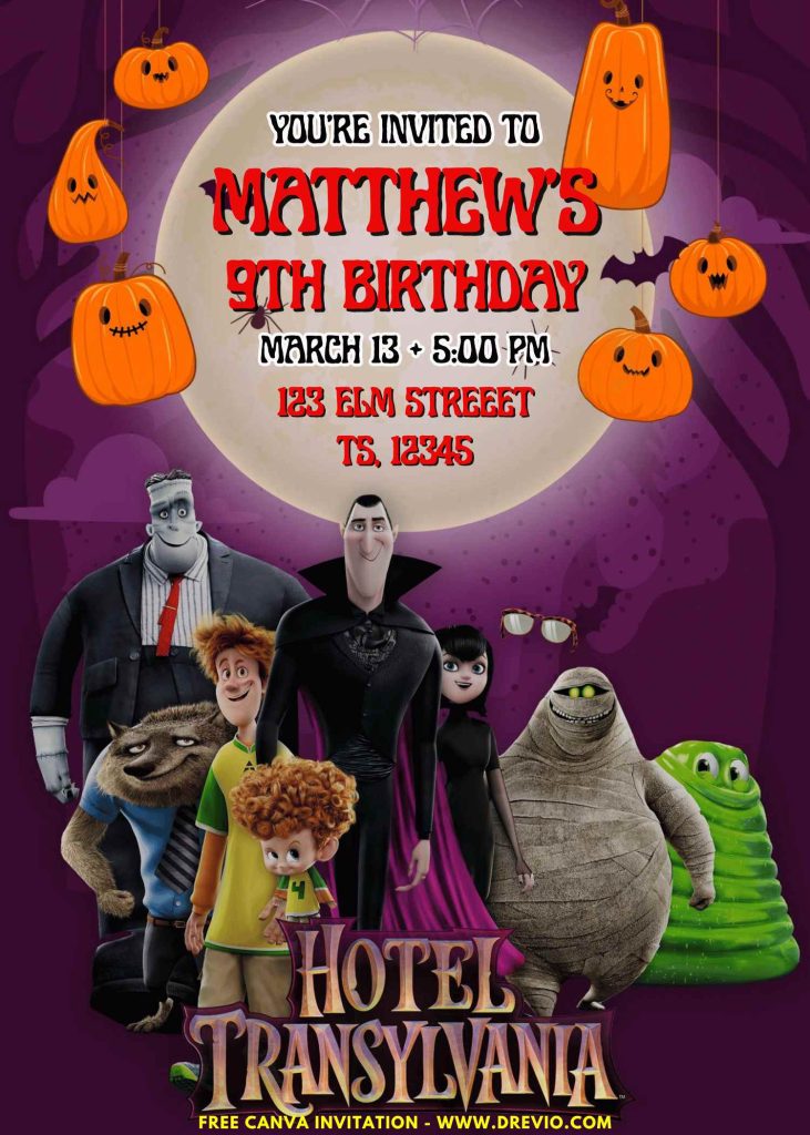 Hotel Transylvania Birthday Invitations