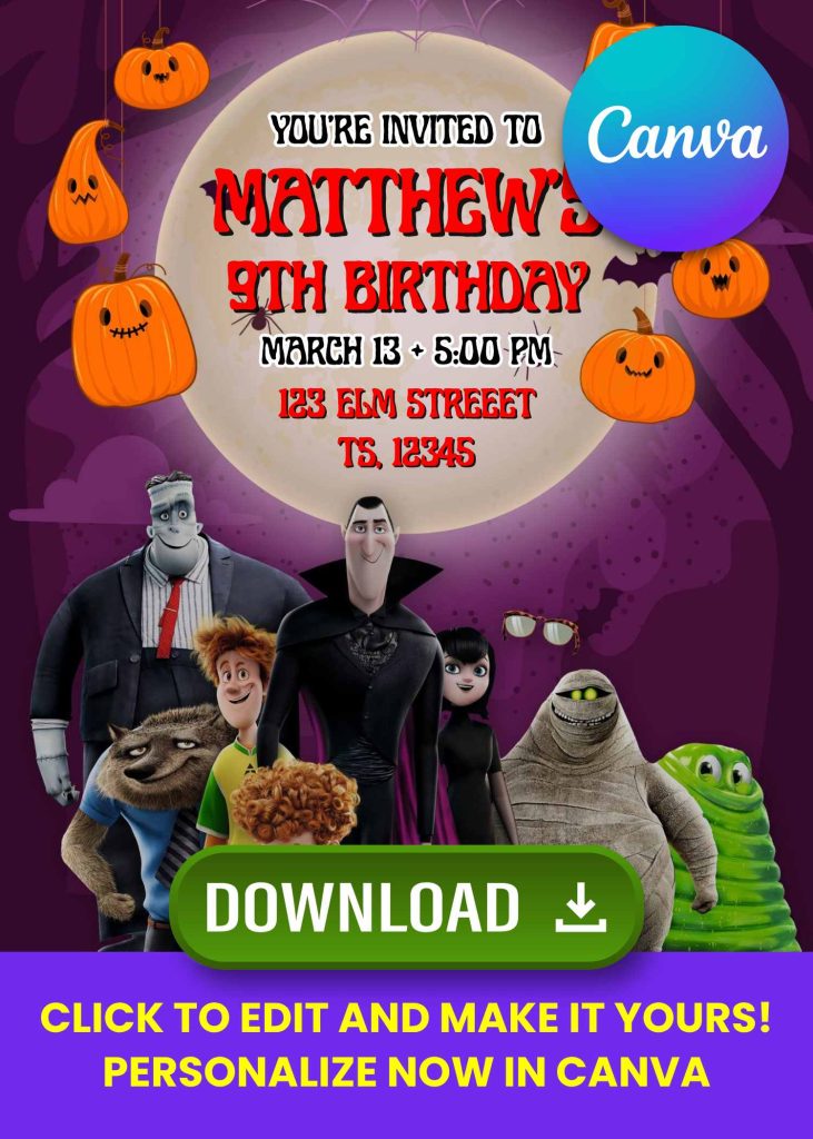 Hotel Transylvania Birthday Invitations