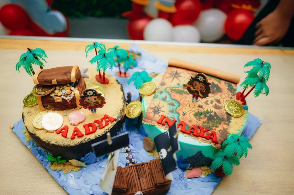 Adorable Treasure Hunt Birthday Cake with edible fondant Treasure Chest