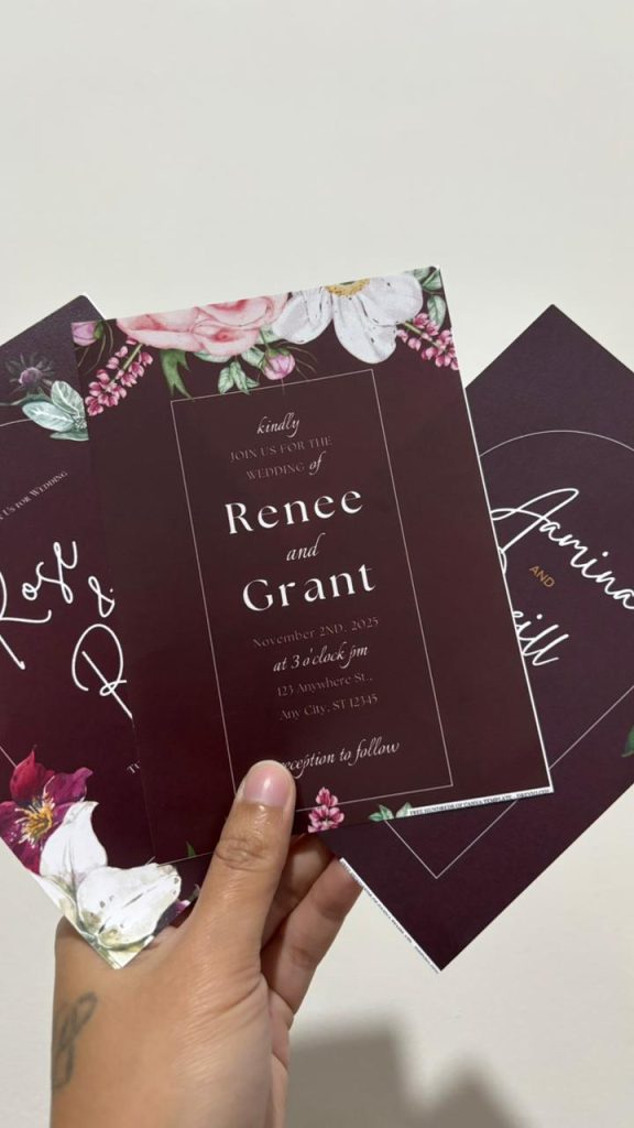 Las Vegas Wedding Invitation in Burgundy