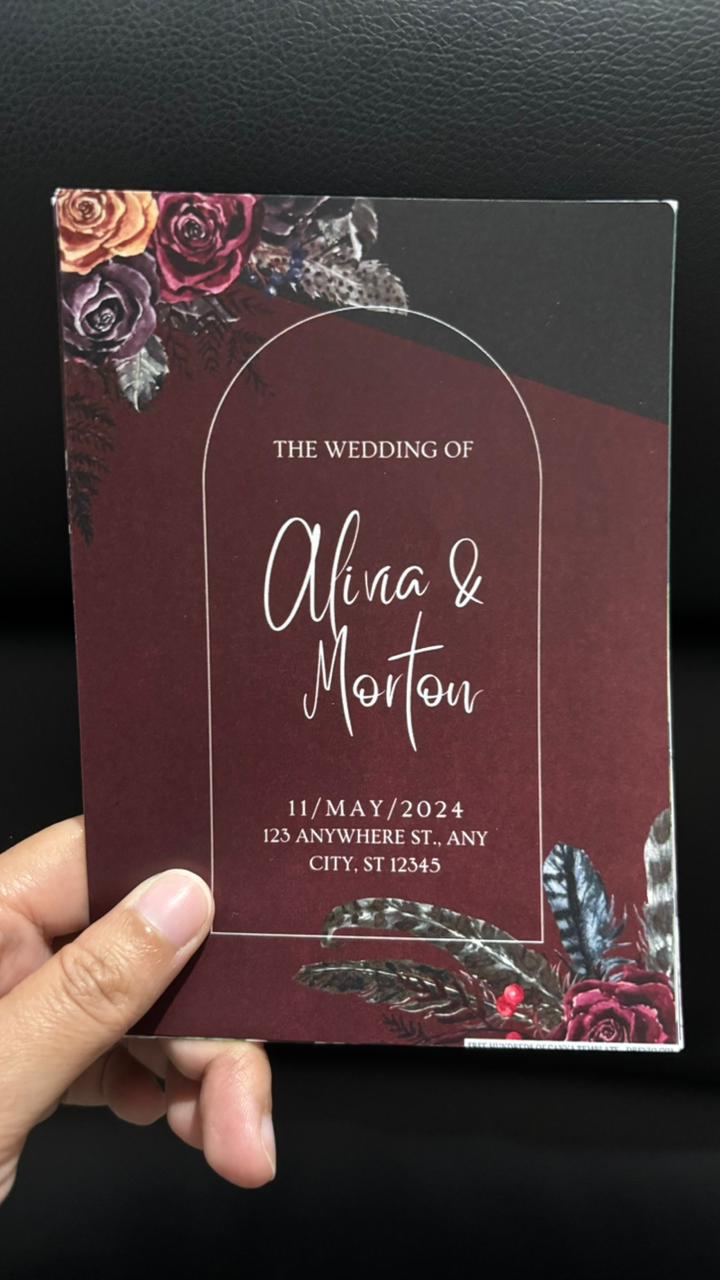 Las Vegas Wedding Invitation in Burgundy