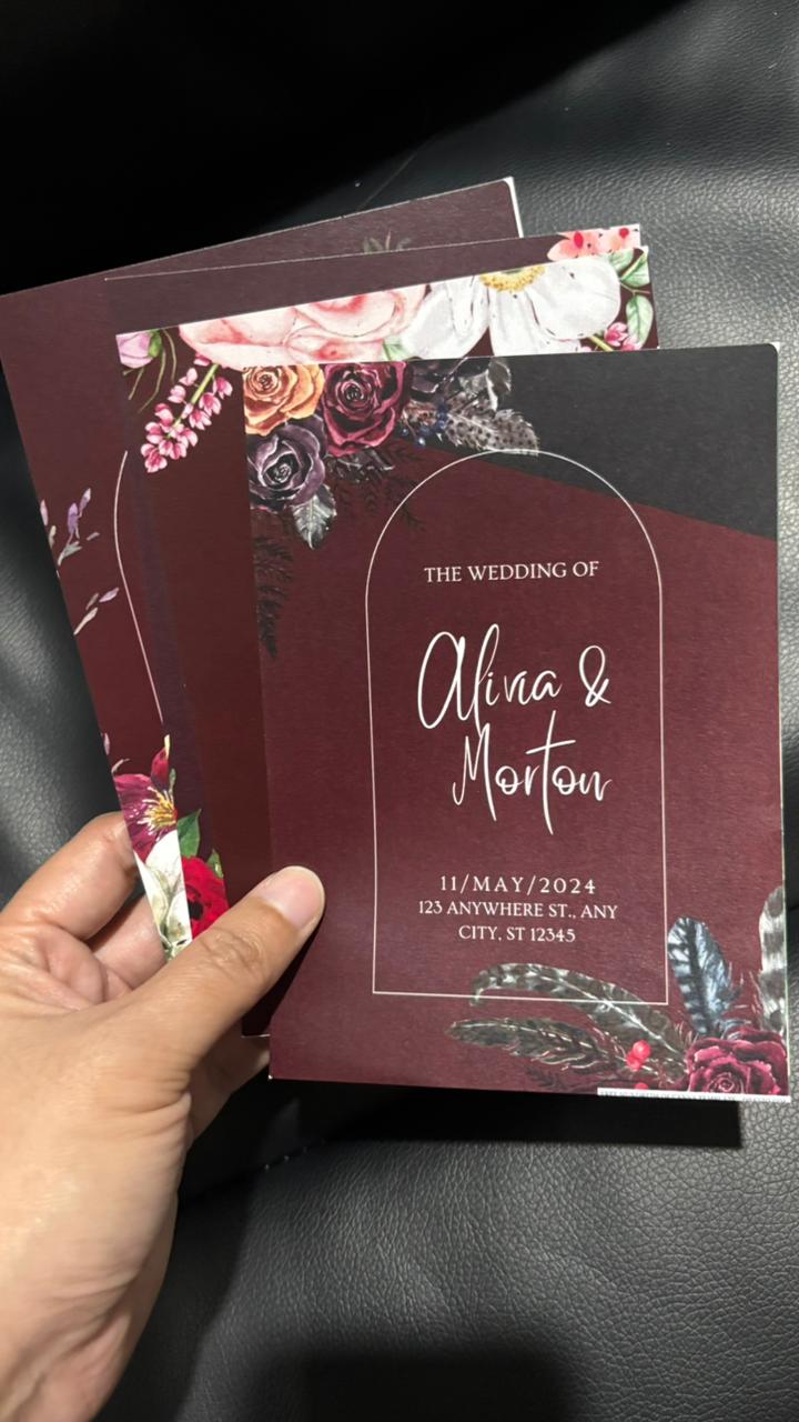 Las Vegas Wedding Invitation in Burgundy