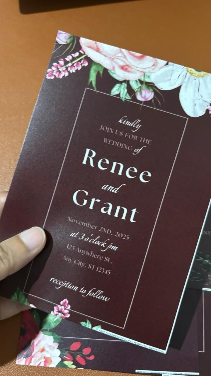 Las Vegas Wedding Invitation in Burgundy