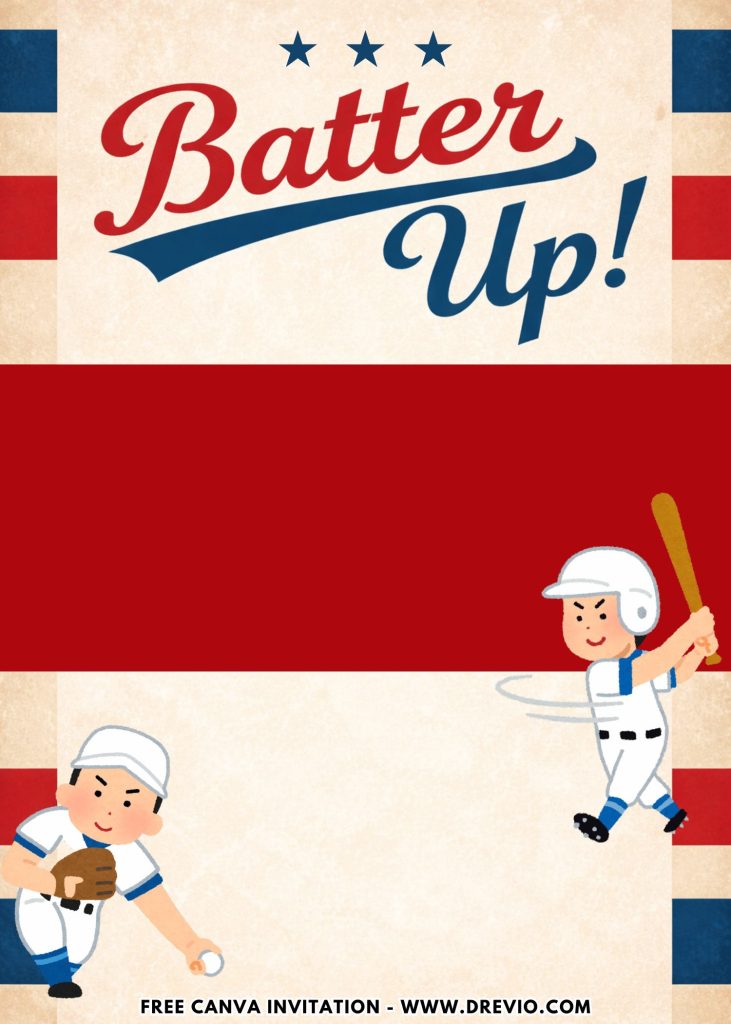 Free and Editable Cute Cartoon Baseball Players Invitation Templates Made in Canva. Customize Online for free