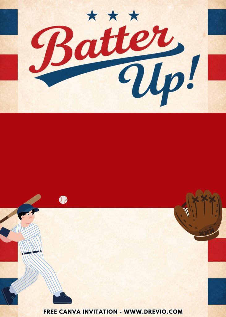 Free and Editable Lovely Batter Up Baseball Invitation Templates Made in Canva. Customize Online for free