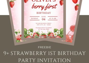Free and Editable Strawberry 1st Birthday Invitation Templates Made in Canva. Customize Online for free