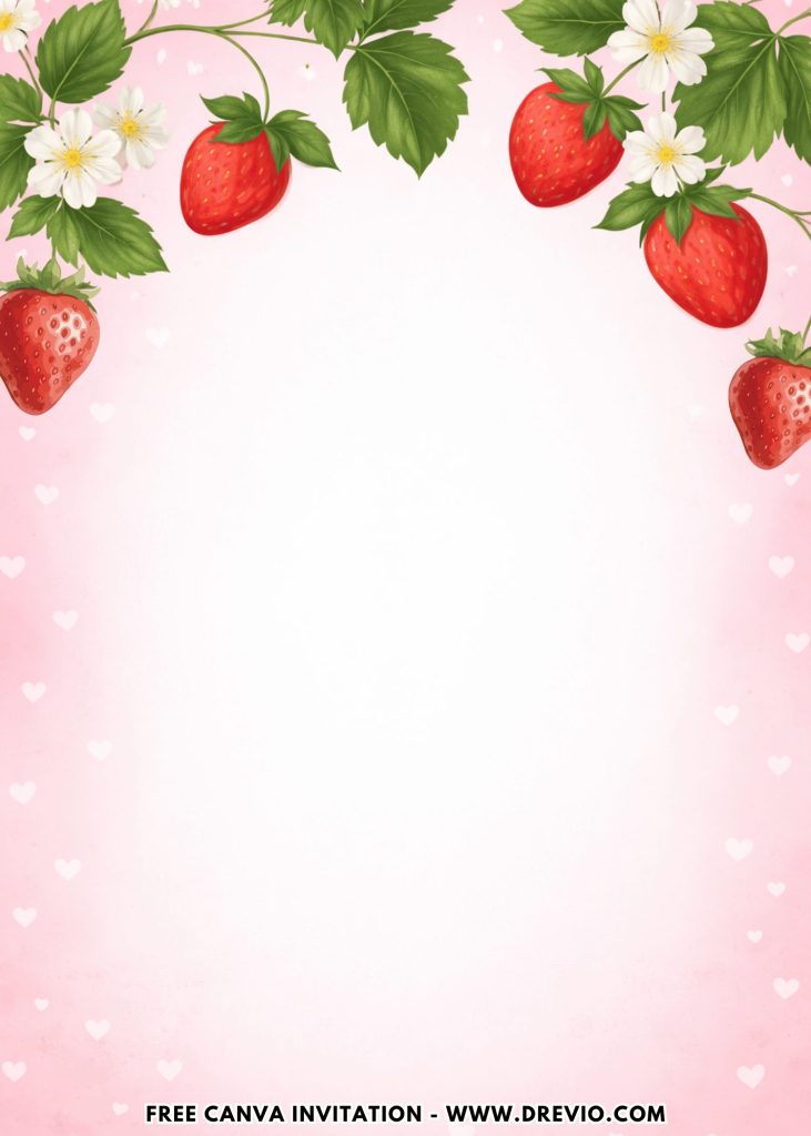Free and Editable Lovely Cute Strawberry 1st Birthday Invitation Templates Made in Canva. Customize Online for free