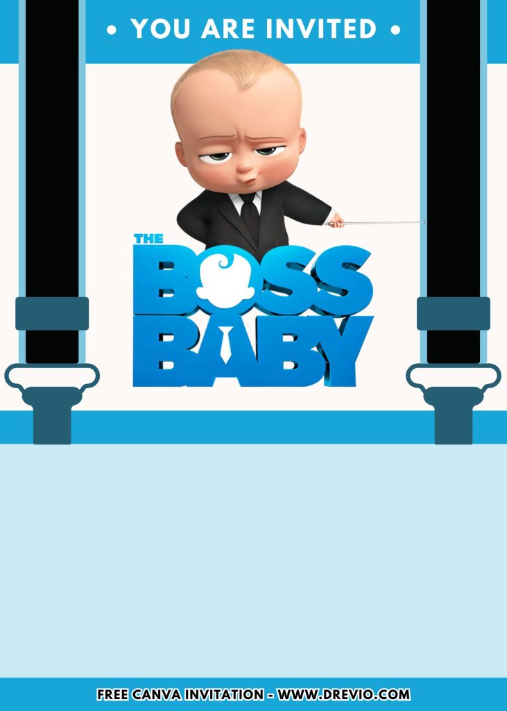 Free and Editable Cute Boss Baby Family Business Birthday Invitation Templates Made in Canva. Customize Online for free