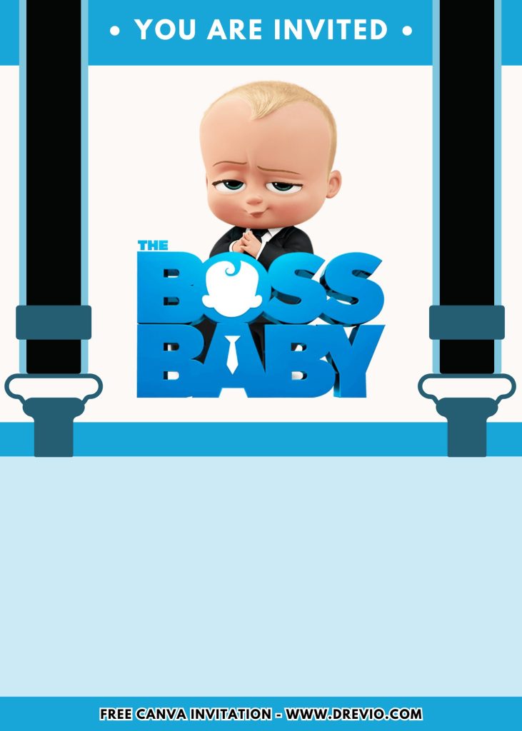 Free and Editable Boss Baby 2 Birthday Invitation Templates Made in Canva. Customize Online for free