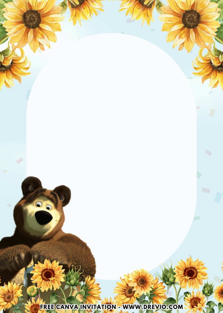 Free and Editable Funny Masha And Bear Invitation Templates Made in Canva. Customize Online for free