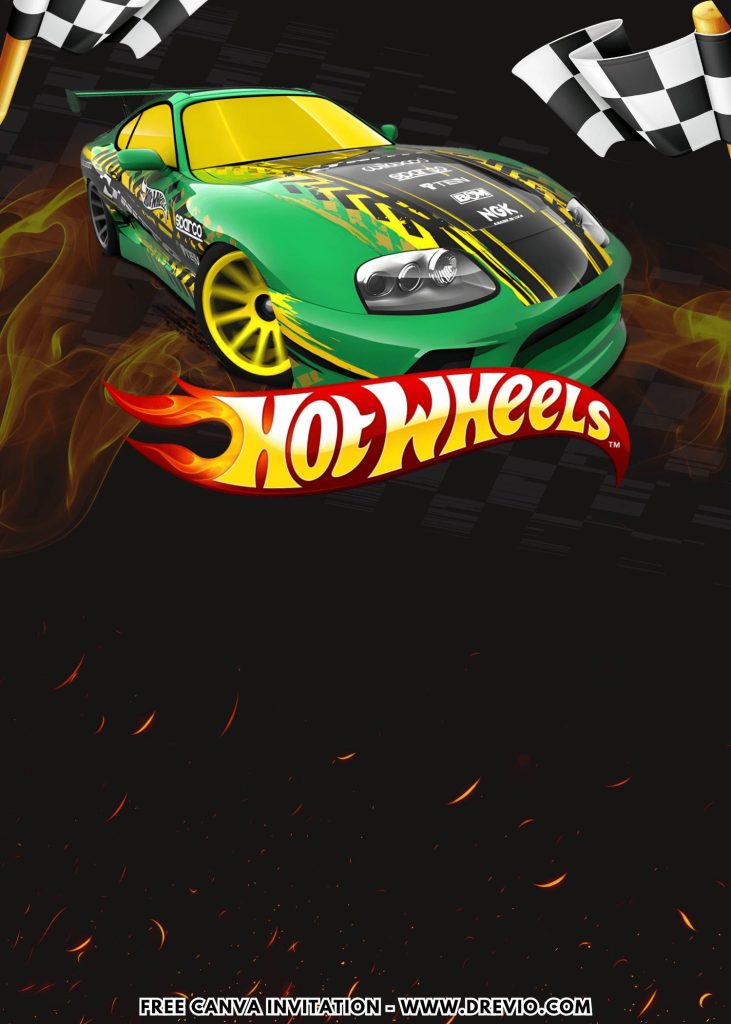 Free and Editable Tokyo Drift Car Hot Wheels Treasure Hunt Birthday Invitation Templates Made in Canva. Customize Online for free