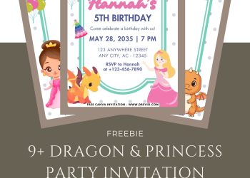 Free and Editable Dragon And Princess Invitation Templates Made in Canva. Customize Online for free