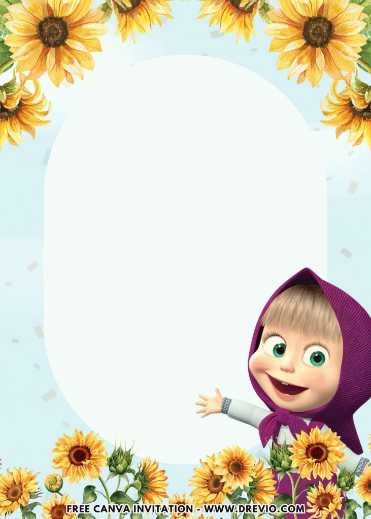 Free and Editable Fun Masha And Bear Invitation Templates Made in Canva. Customize Online for free