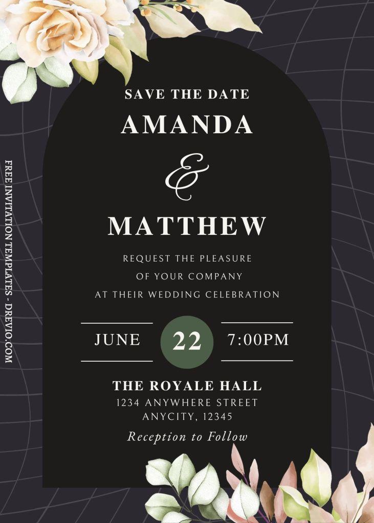 editable minimalist geometric floral wedding invite canva free