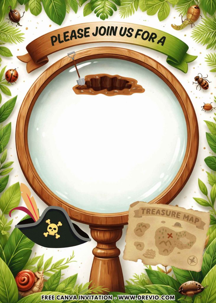 Free and Editable Backyard Pirate Treasure Hunt Invitation Templates Made in Canva. Customize Online for free
