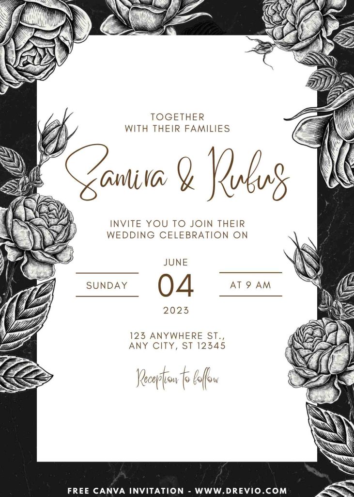 elegant marble rose gold wedding invitation template download