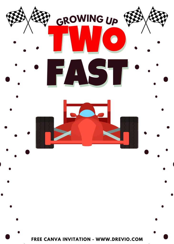 Free and Editable 2 Fast 2 Furious Formula One Car Invitation Templates Made in Canva. Customize Online for free