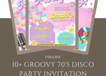 Free and Editable Retro Groovy 70s Disco Invitation Templates Made in Canva. Customize Online for free
