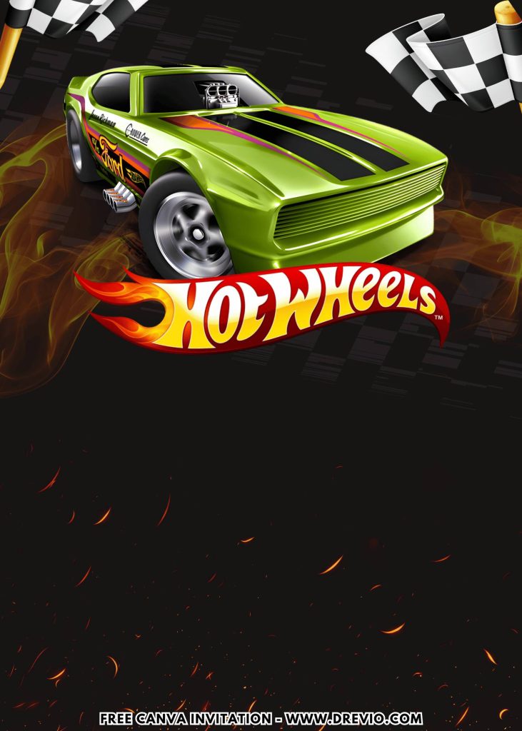 Free and Editable Ford Mustand Hot Wheels Treasure Hunt Birthday Invitation Templates Made in Canva. Customize Online for free