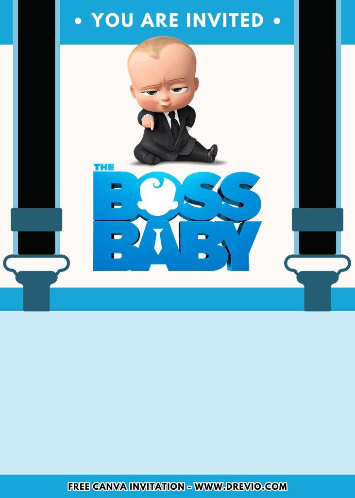 Free and Editable Boss Baby Family Business Movie Birthday Invitation Templates Made in Canva. Customize Online for free