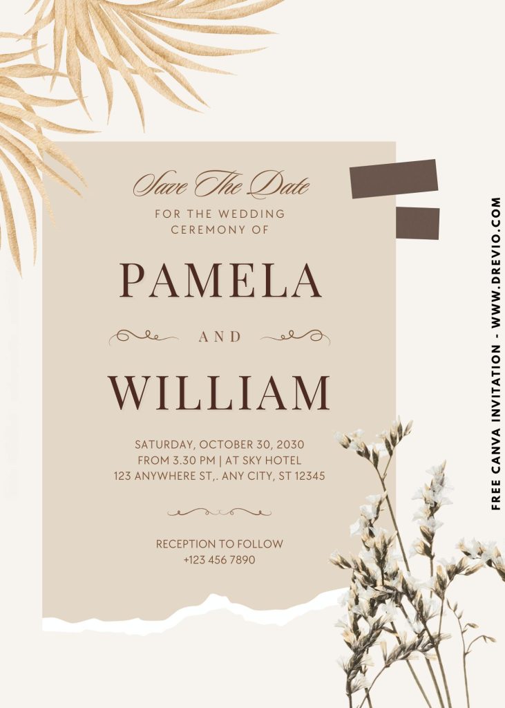 minimalist modern boho wedding invitation template download 2