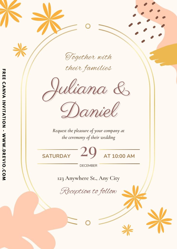 modern floral wedding invitation template free