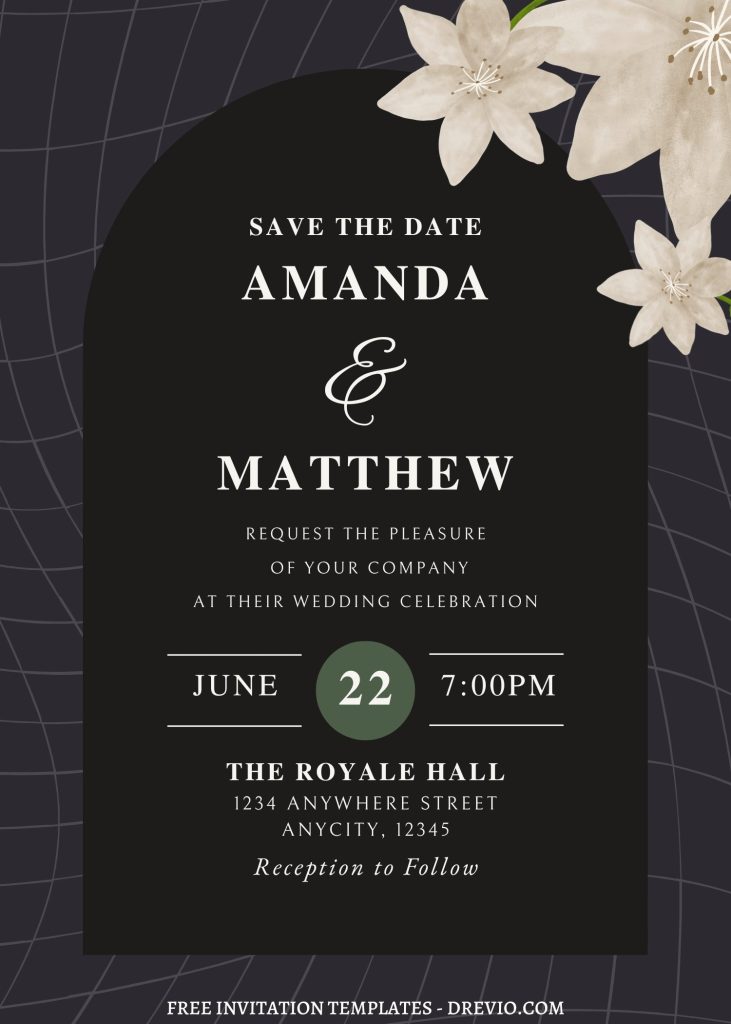 modern minimalist floral frame wedding invite template canva