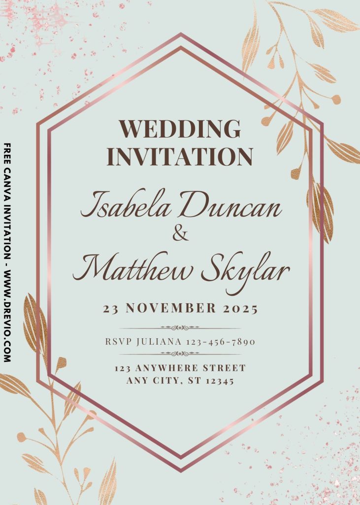 modern rose gold geometric wedding invitation design free