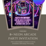 FREE Neon Arcade Invitation Template