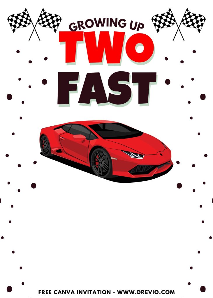 Free and Editable Red Lamborghini 2 Fast 2 Furious Invitation Templates Made in Canva. Customize Online for free