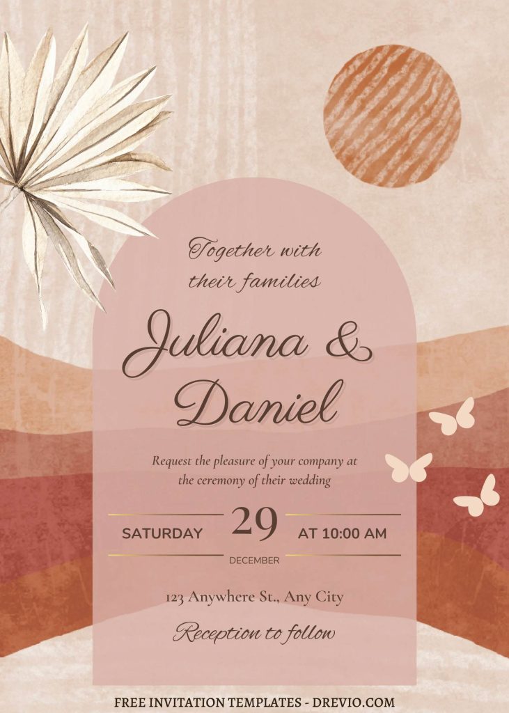 rustic boho chic wedding invitation canva download