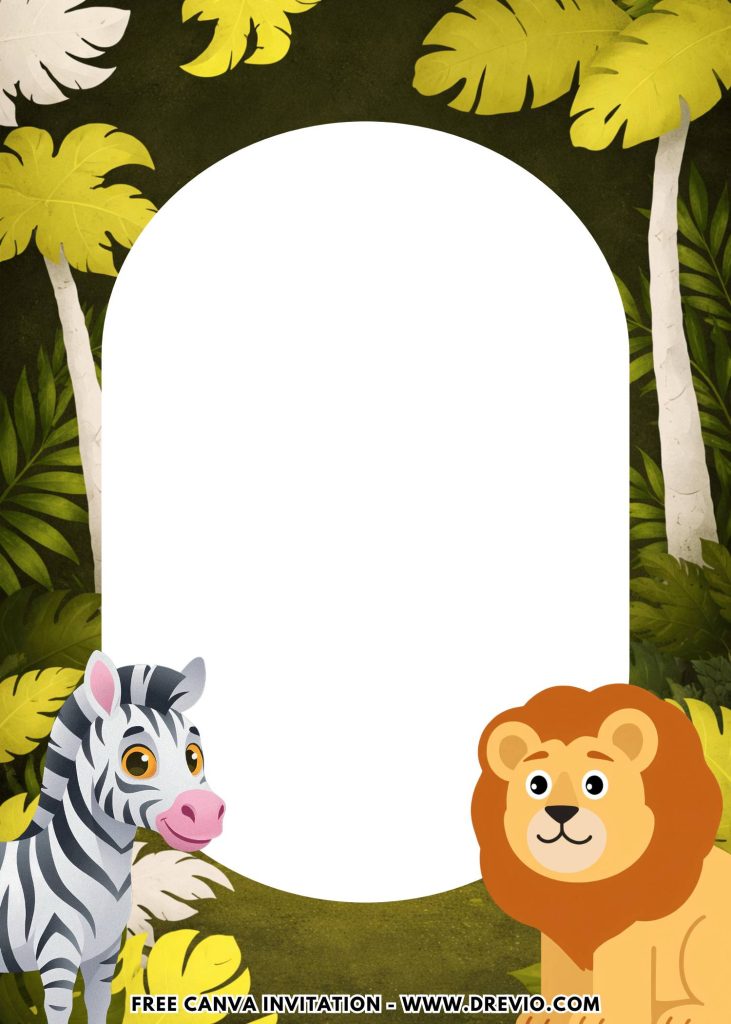 Free and Editable Lovely Safari Party Animal Birthday Invitation Templates Made in Canva. Customize Online for free