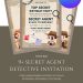 Free and Editable Adorable Little Detective Mystery Invitation Templates Made in Canva. Customize Online for free