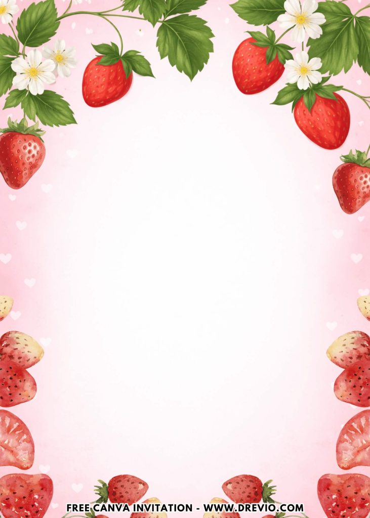 Free and Editable Strawberry Berry 1st Birthday Invitation Templates Made in Canva. Customize Online for free