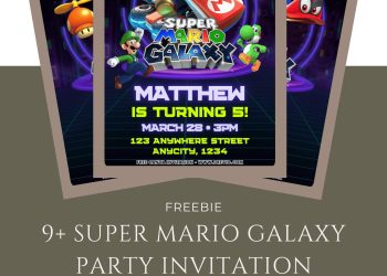 Free and Editable Epic Super Mario Galaxy Invitation Templates Made in Canva. Customize Online for free