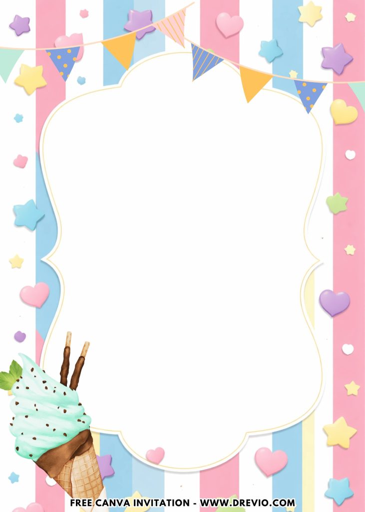 Free and Editable Lovely Sweet Ice Cream Invitation Templates Made in Canva. Customize Online for free