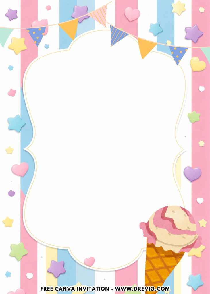 Free and Editable Adorable Sweet Ice Cream Invitation Templates Made in Canva. Customize Online for free