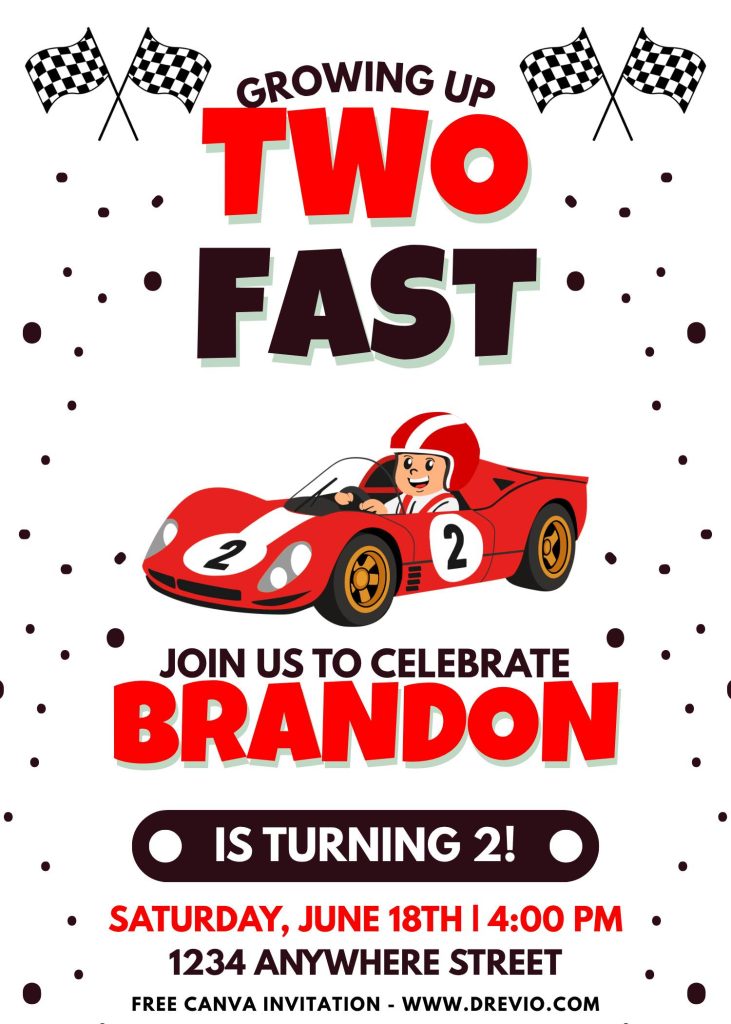 Free and Editable 2 Fast 2 Furious Invitation Templates Made in Canva. Customize Online for free